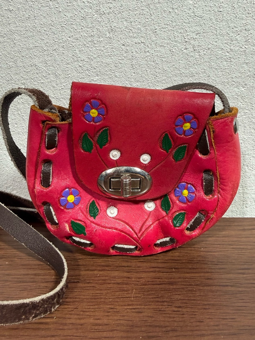 Hand Tooled Leather Mini Purse Mexico
